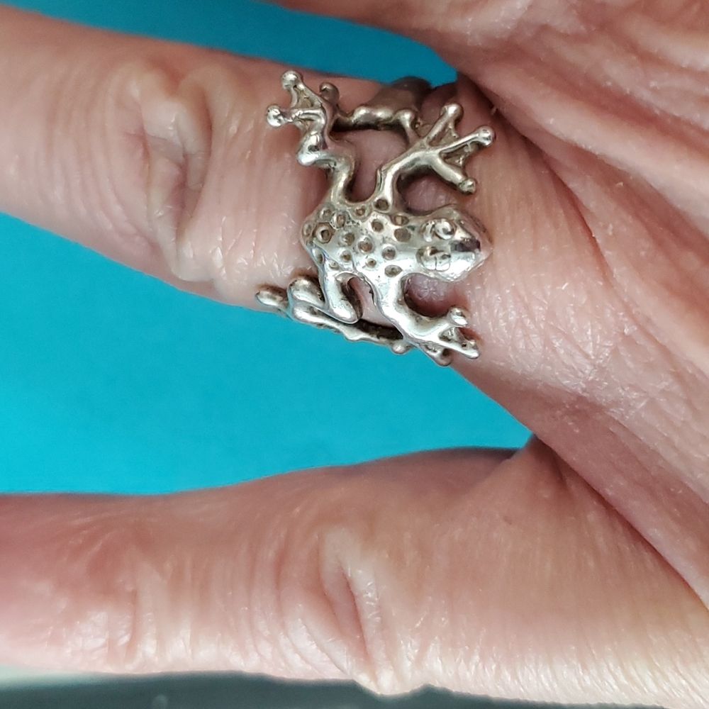 Vintage Sterling 925 Silver FROG Ring sz 7